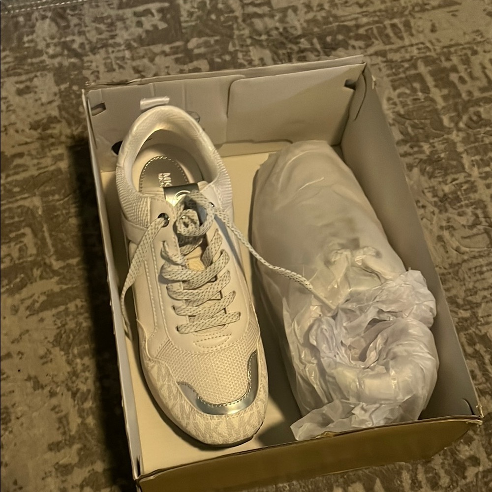 White and Silver Sneakers